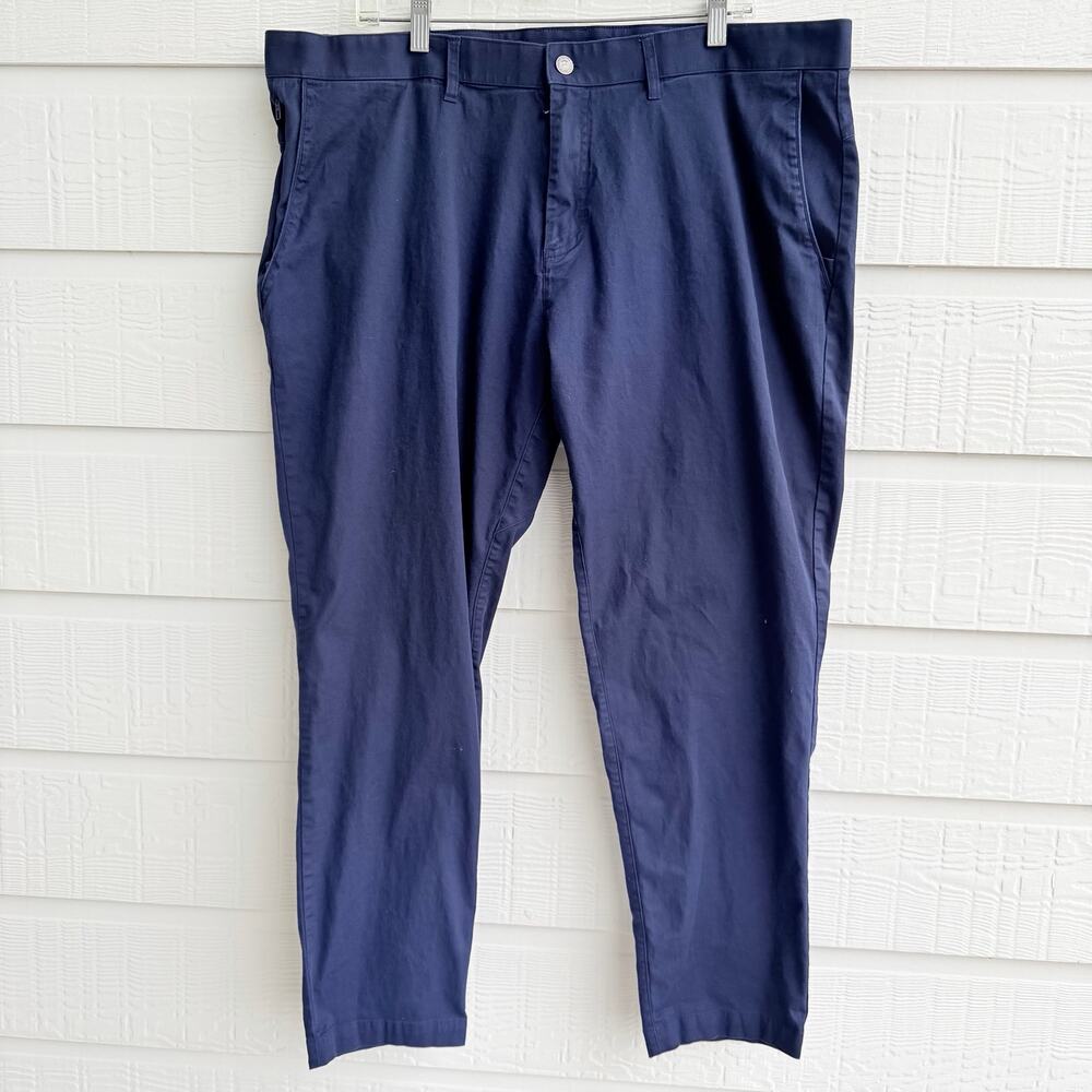 Fabletics Navy High Rise Side Chino Slim Fit Pants 42x32